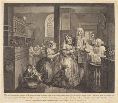 A Rake's Progress: pl.5 by William Hogarth (English, 1697 - 1764), 16X12"(A3)Poster Print