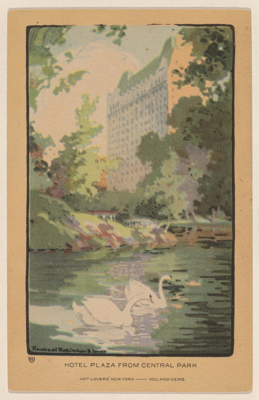 Hotel Plaza from Central Park by Rachael Robinson Elmer (American, 1878 - 1919), 16X12"(A3)Poster Print