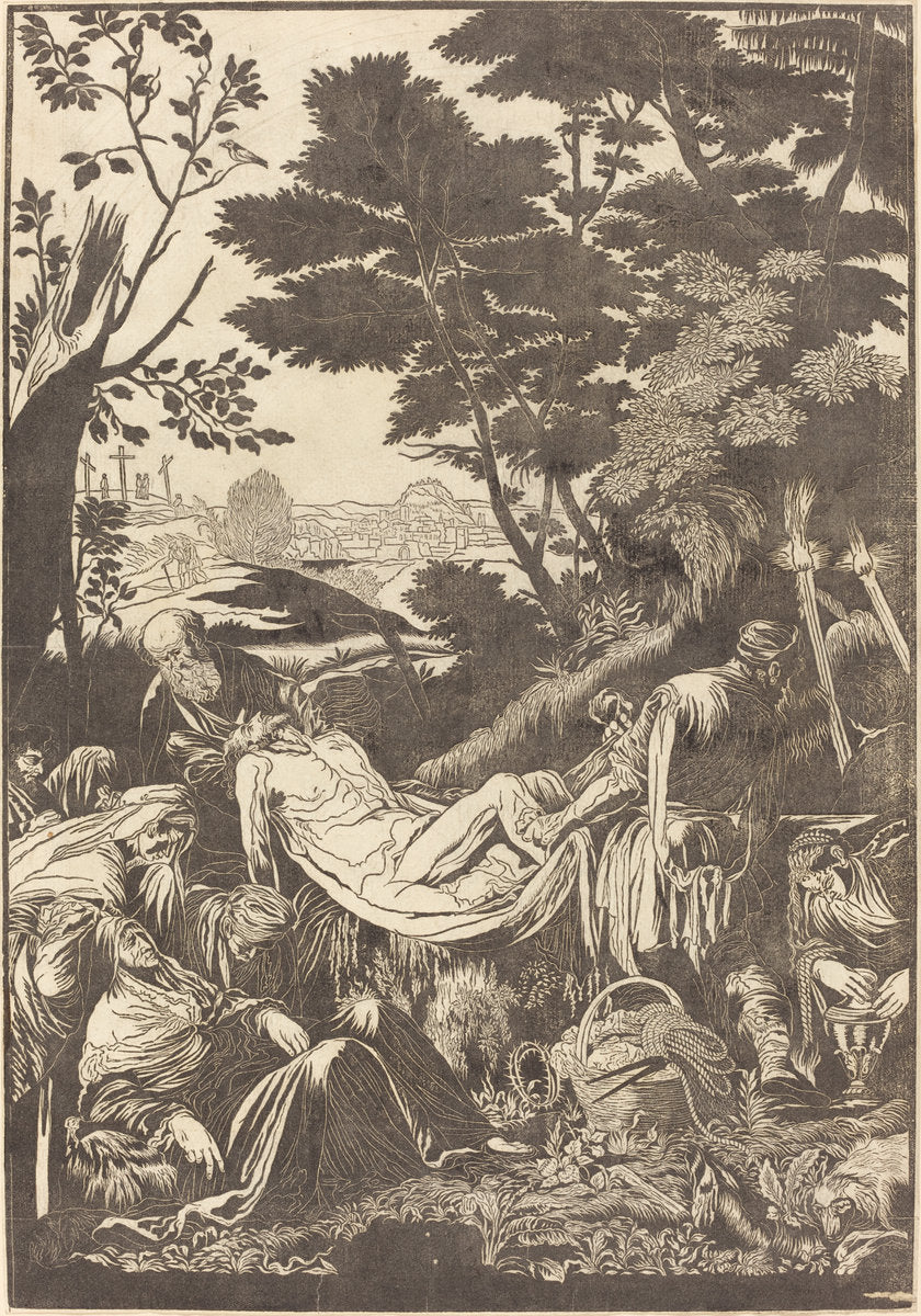 The Entombment [recto] by John Baptist Jackson after Jacopo Bassano (English, 1701 - c. 1780), 16X12"(A3)Poster Print