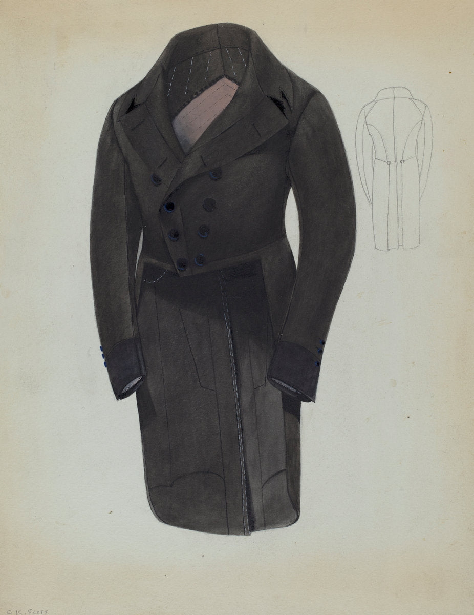 Coat by Creighton Kay-Scott (American, active c. 1935), 16X12"(A3)Poster Print