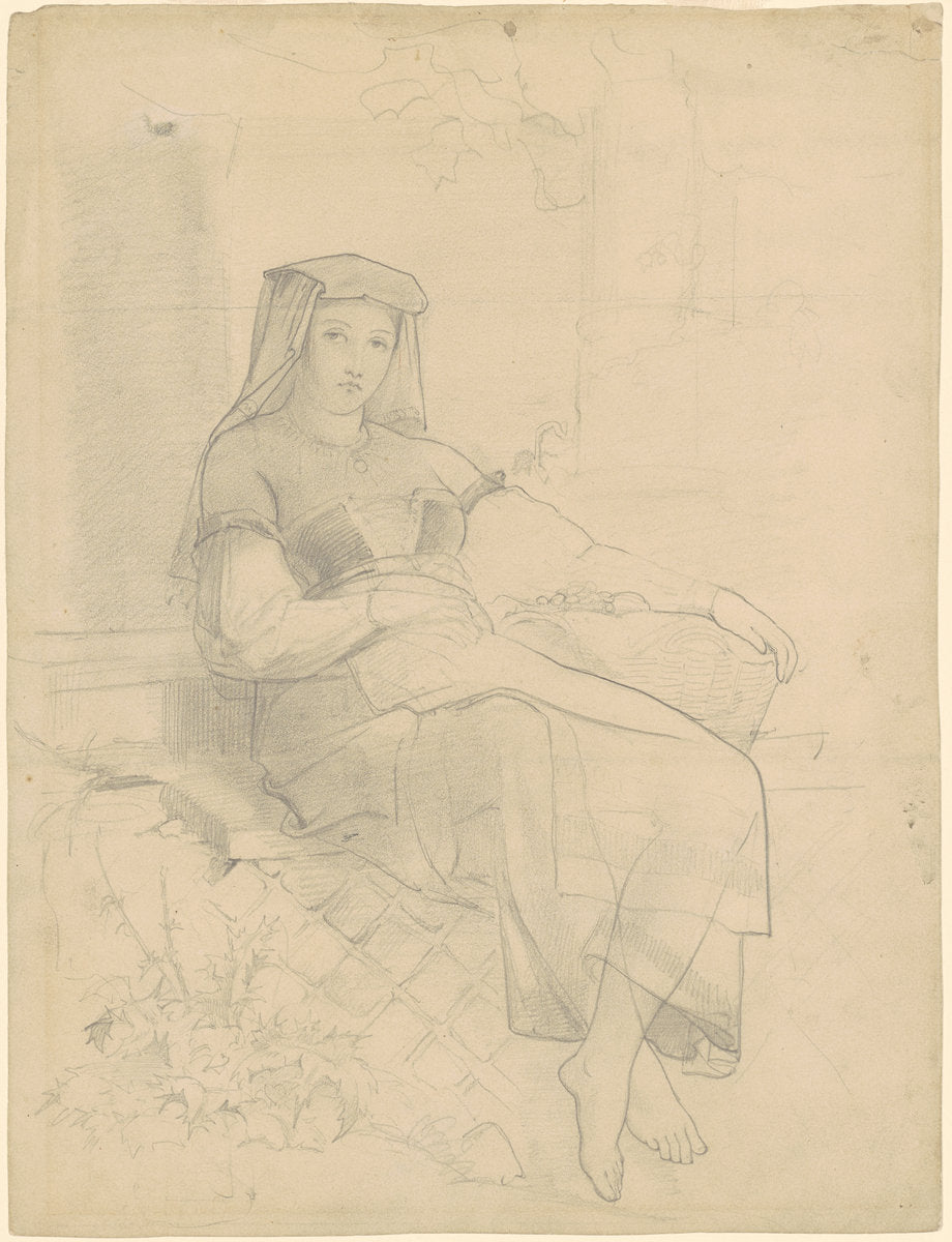 Reclining Woman by Emanuel Gottlieb Leutze (American, born Germany, 1816 - 1868), 16X12"(A3)Poster Print