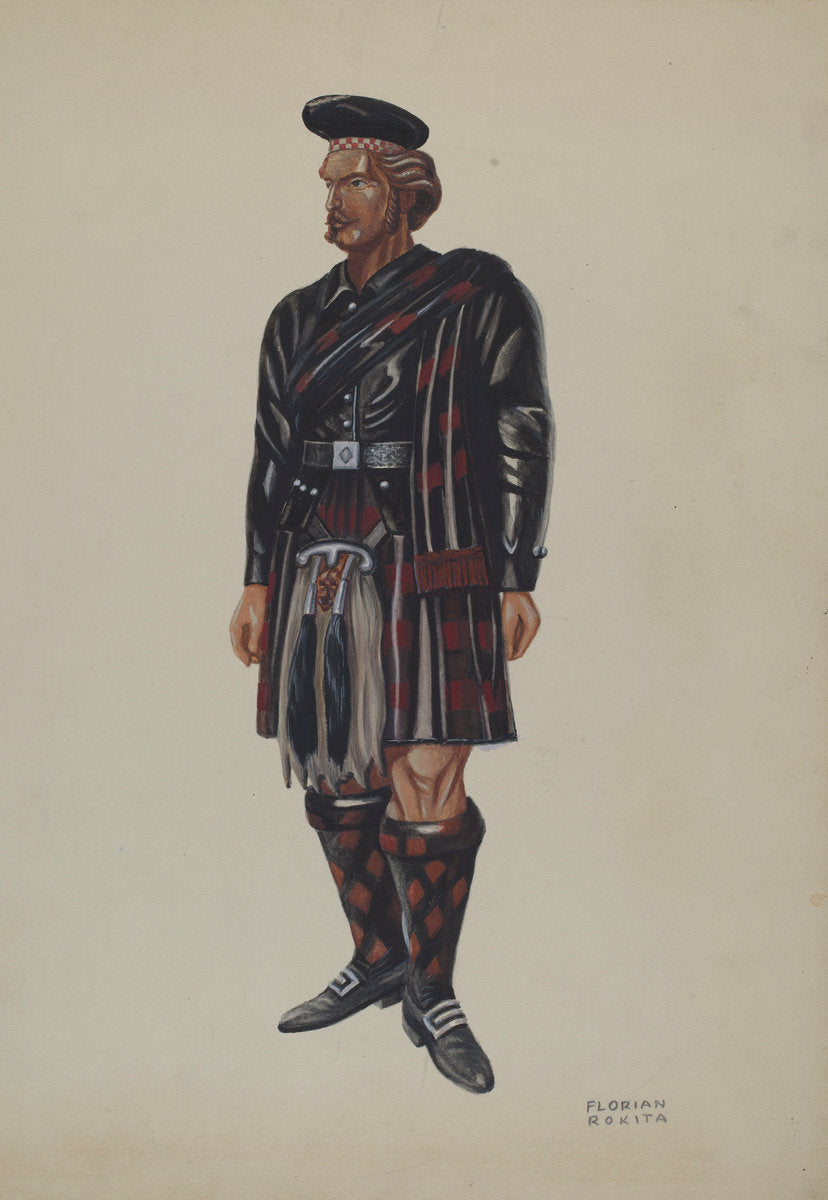 Cigar Store Scotchman by Florian Rokita (American, active c. 1935), 16X12"(A3)Poster Print