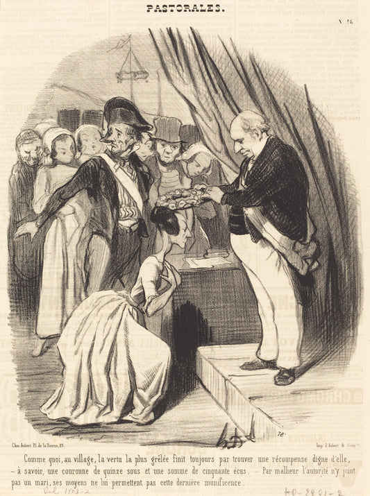 Comme quoi, au village, la vertu la plus grêlée... by Honoré Daumier (French, 1808 - 1879), 16X12"(A3)Poster Print