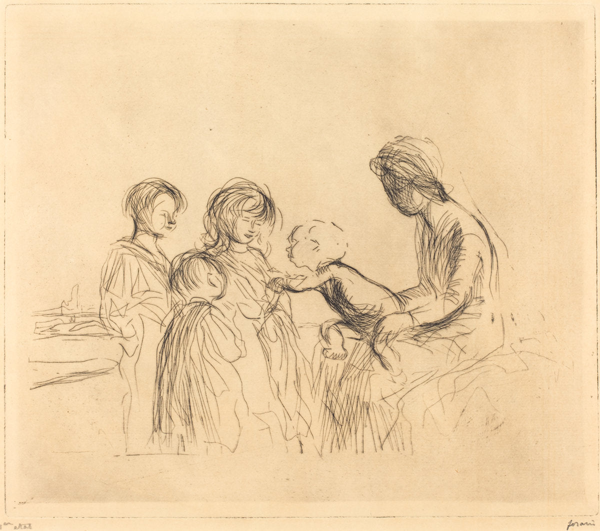The Madonna and the Children by Jean-Louis Forain (French, 1852 - 1931), 16X12"(A3)Poster Print