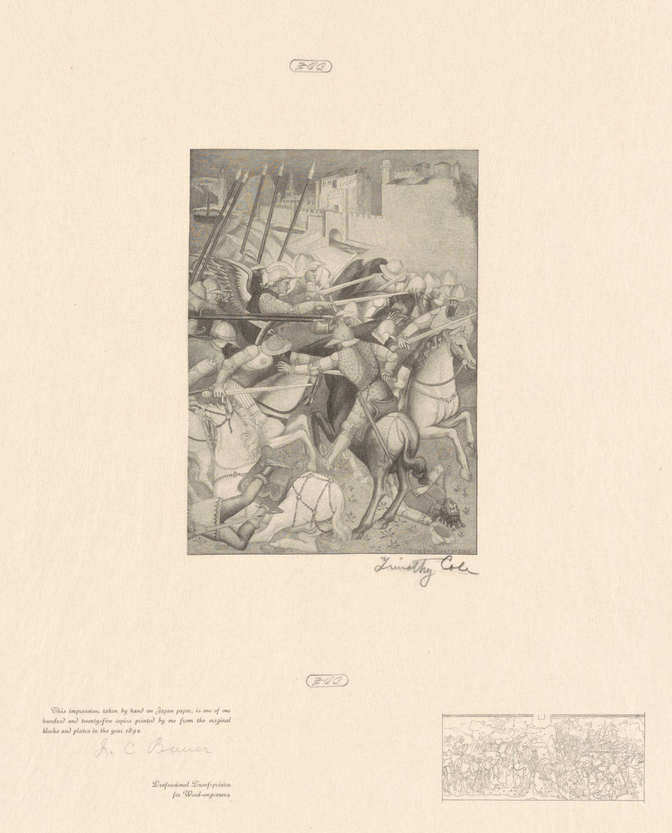 Battle of Saint Ephesius by Timothy Cole after Spinello Aretino (American, 1852 - 1931), 16X12"(A3)Poster Print