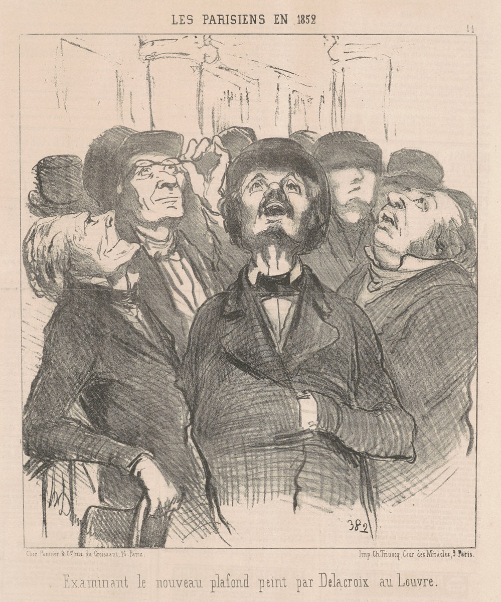 Examinant le nouveau plafond ... by Honoré Daumier (French, 1808 - 1879), 16X12"(A3)Poster Print