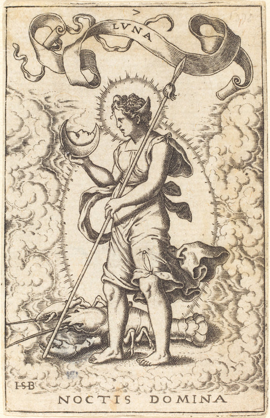 Luna by Sebald Beham (German, 1500 - 1550), 16X12"(A3)Poster Print