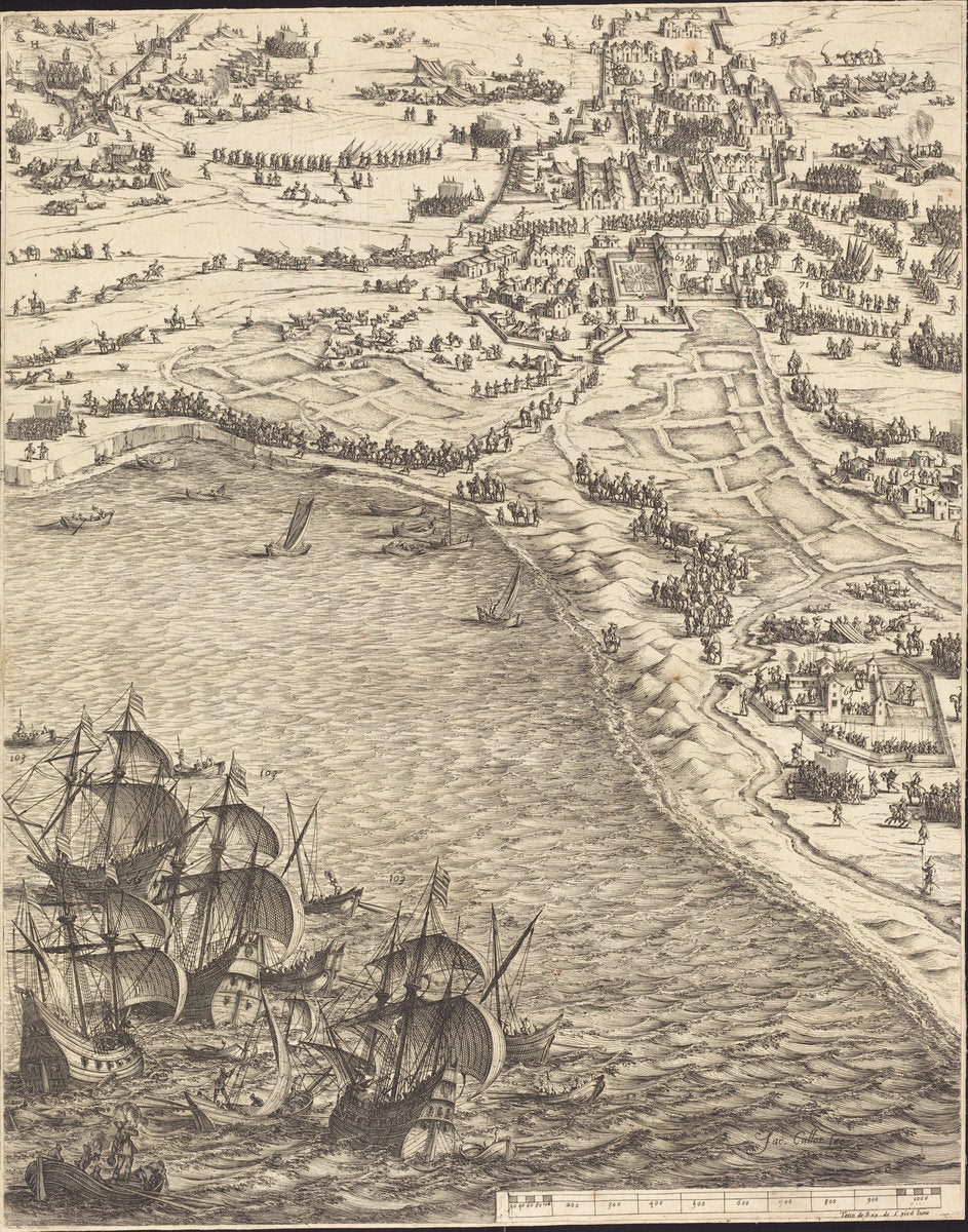 The Siege of La Rochelle [plate 12 of 16; set comprises 1952.8.97-112] by Jacques Callot (French, 1592 - 1635), 16X12"(A3)Poster Print