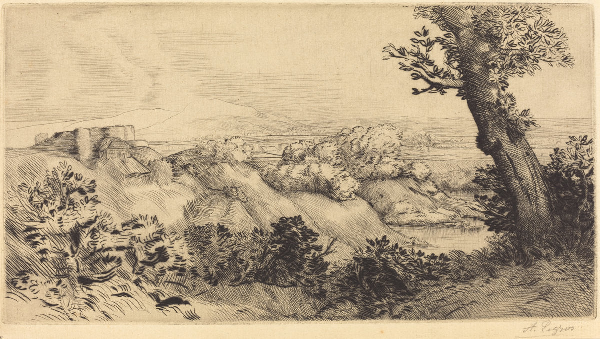Top of the Hill (Le haut de la colline) by Alphonse Legros (French, 1837 - 1911), 16X12"(A3)Poster Print