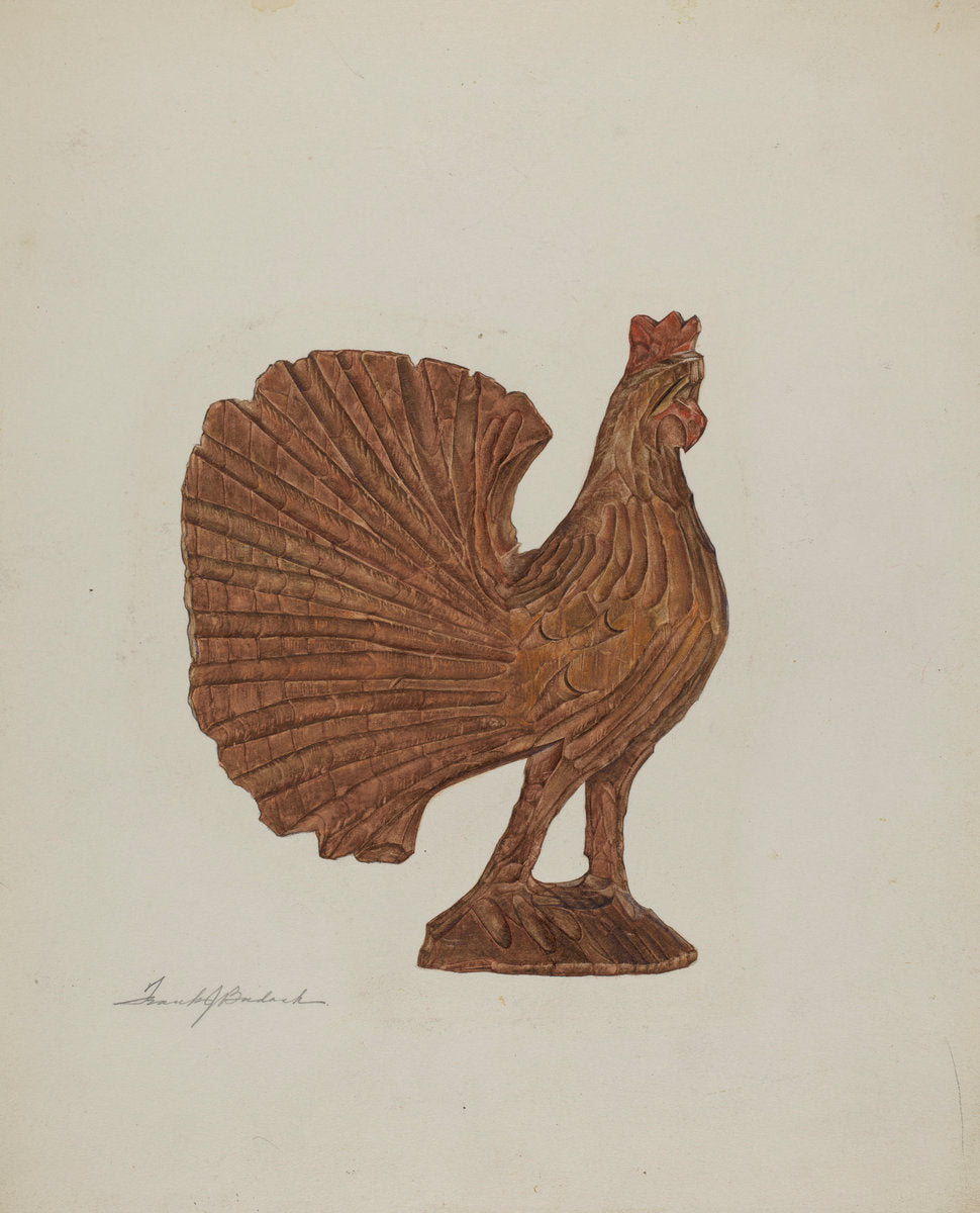 Pa. German Toy Rooster by Frank Budash (American, active c. 1935), 16X12"(A3)Poster Print