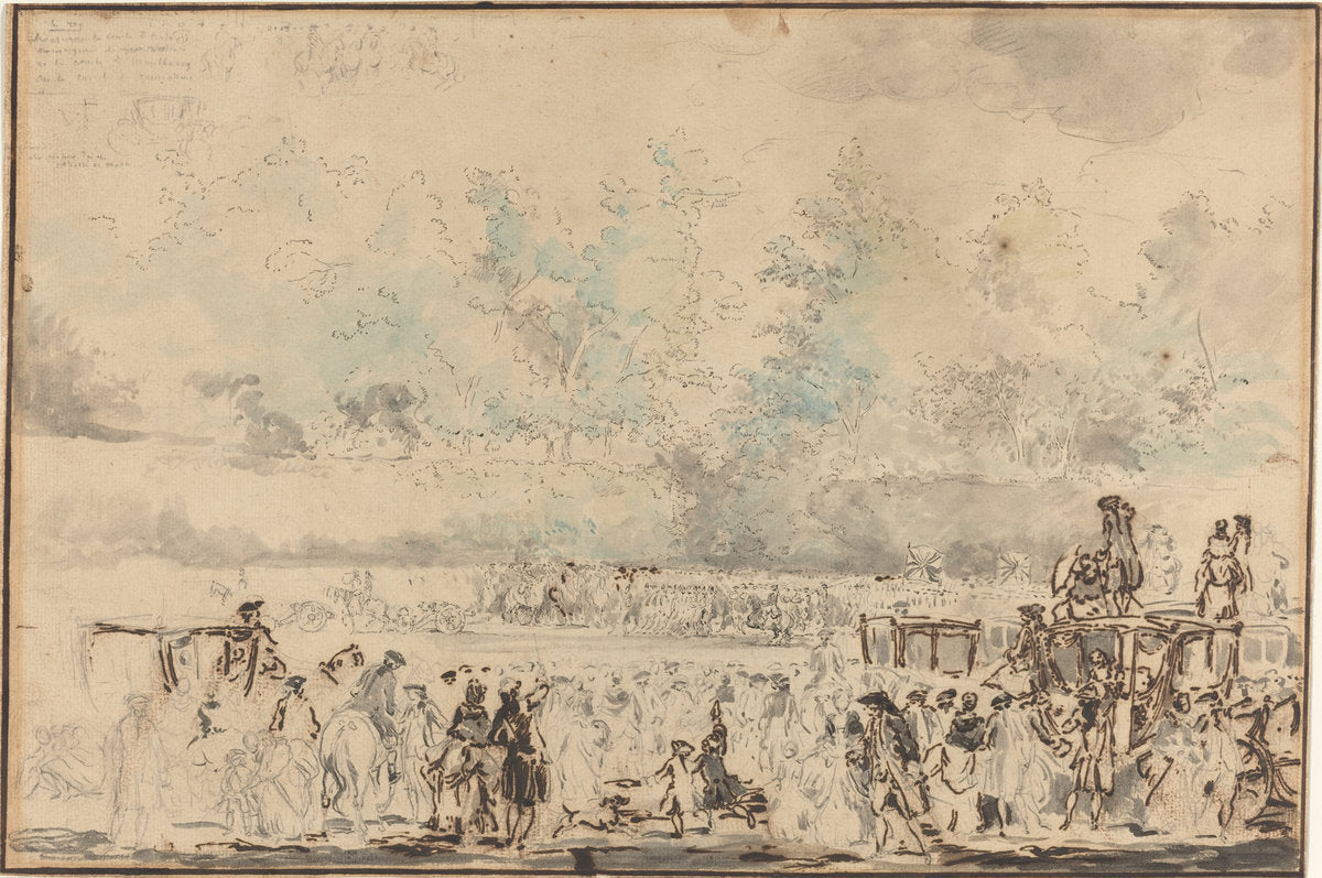 Royal Review of the Troops by Gabriel Jacques de Saint-Aubin (French, 1724 - 1780), 16X12"(A3)Poster Print