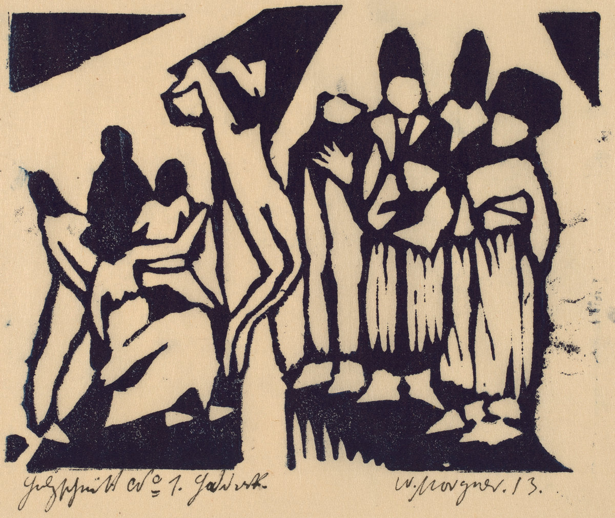 Crucifixion I by Wilhelm Morgner (German, 1891 - 1917), 16X12"(A3)Poster Print