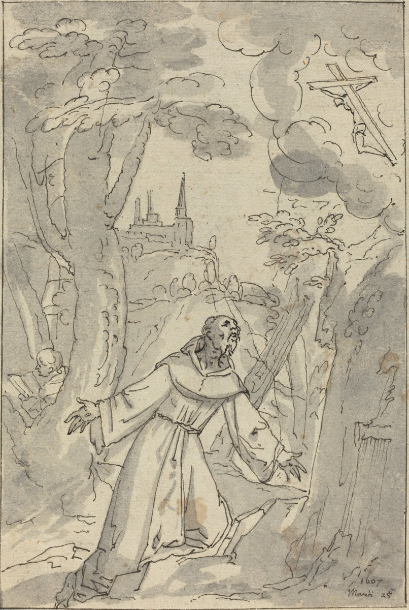 The Stigmatization of Saint Francis by Johann Matthias Kager (German, 1575 - 1634), 16X12"(A3)Poster Print