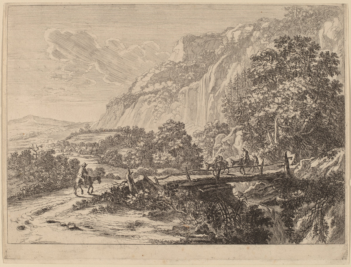 The Wooden Bridge at Sulmona, near Tivoli by Jan Both (Dutch, 1615/1618 - 1652), 16X12"(A3)Poster Print