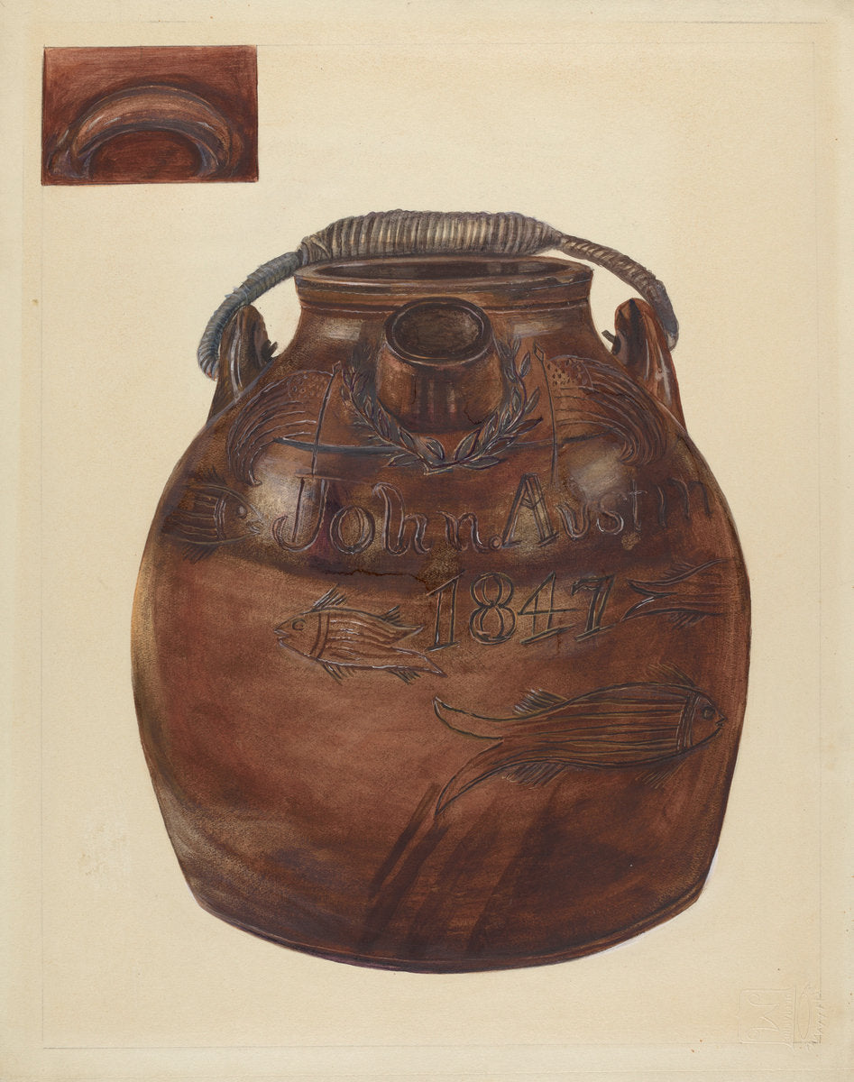 Cider or Water Jug by Yolande Delasser (American, active c. 1935), 16X12"(A3)Poster Print