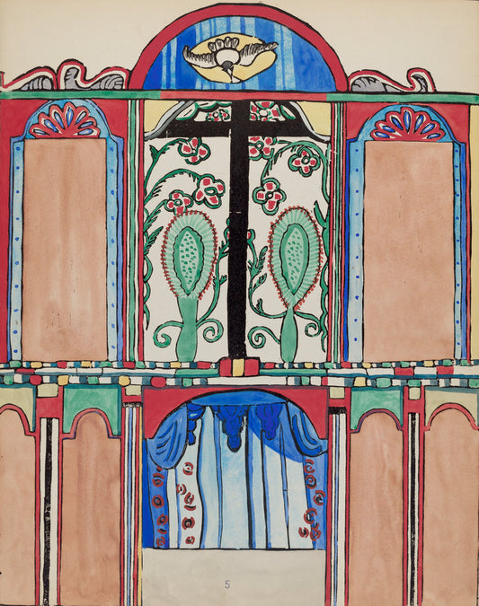 1935/1942 by American 20th Century (Plate 5: Main Altarpiece, Santa Cruz: From Portfolio "Spanish Colonial Designs of New Mexico"), 16X12"(A3)Poster Print