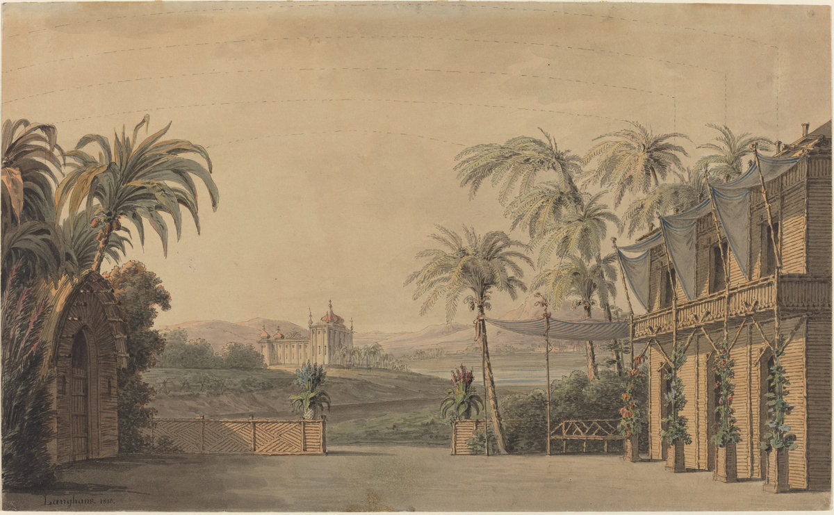 Turkish Stage Design by Karl Ferdinand Langhans (German, 1781 - 1869), 16X12"(A3)Poster Print