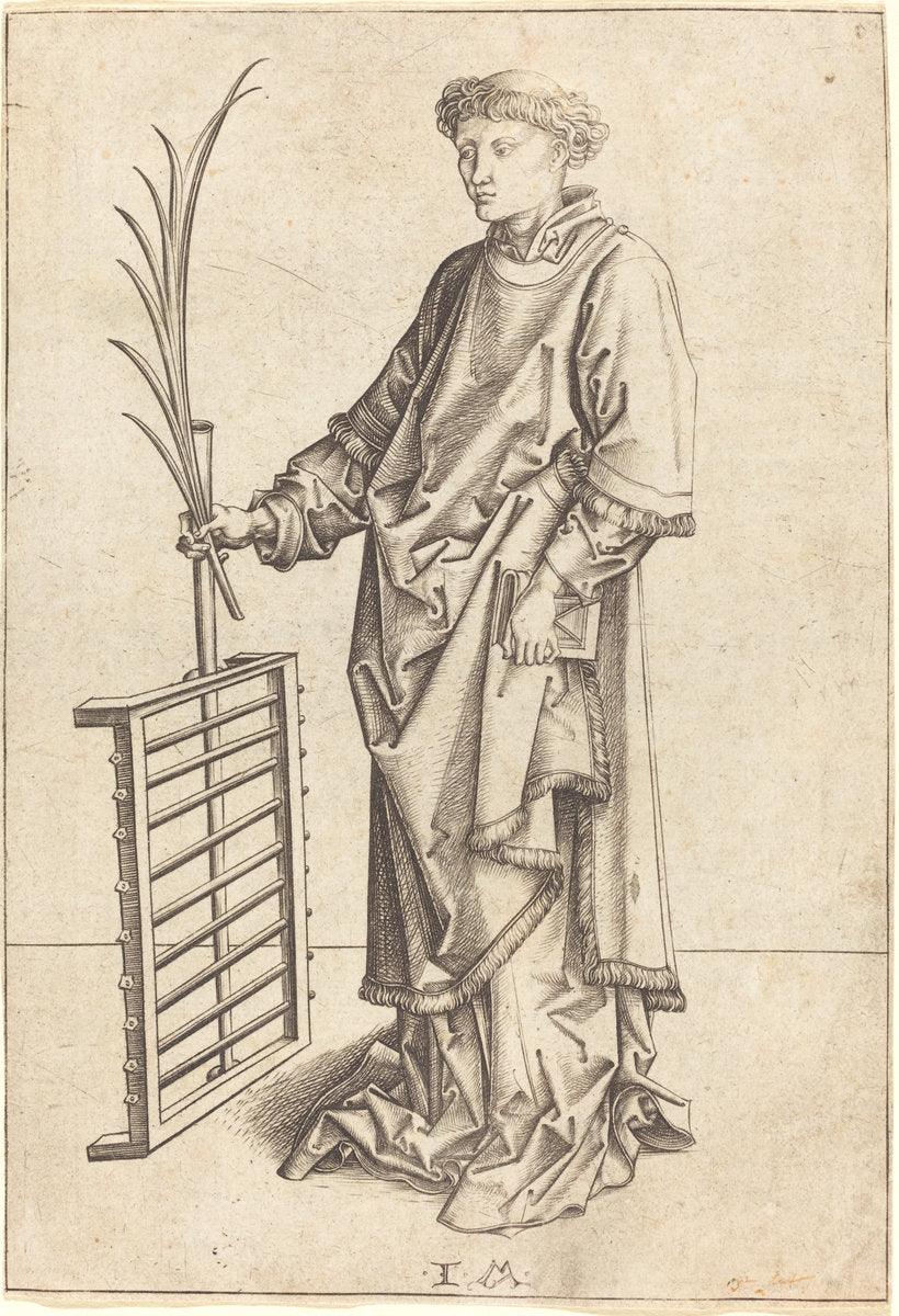 Saint Lawrence by Israhel van Meckenem after Martin Schongauer (German, c. 1445 - 1503), 16X12"(A3)Poster Print
