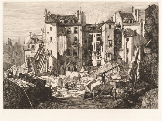Demolition for the Opening of the rue des Ecoles (Demolitions pour le percement de la rue des Ecoles) by Maxime Lalanne (French, 1827 - 1886), 16X12"(A3)Poster Print