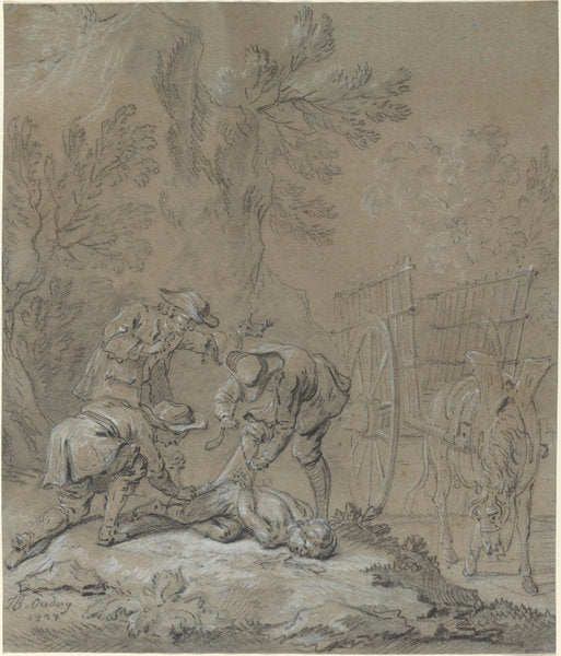Ragotin lie par les parents du fou by Jean-Baptiste Oudry (French, 1686 - 1755), 16X12"(A3)Poster Print