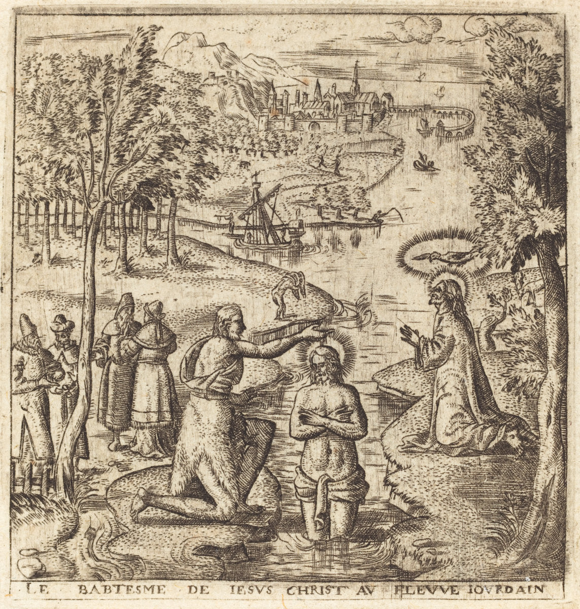 The Baptism of Christ by Léonard Gaultier (French, 1561 - 1641), 16X12"(A3)Poster Print