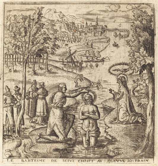 The Baptism of Christ by Léonard Gaultier (French, 1561 - 1641), 16X12"(A3)Poster Print