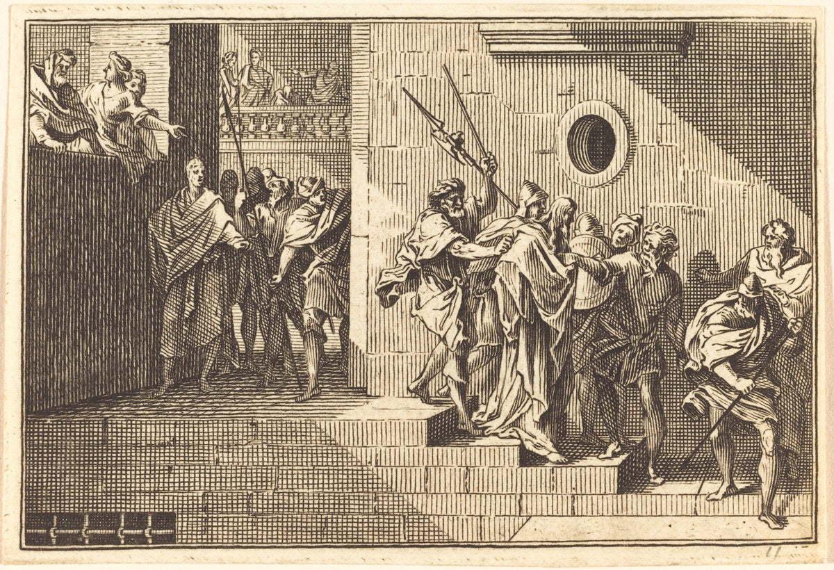 engraving by after Sébastien Le Clerc I (Herod Sending Christ back to Pilate), 16X12"(A3)Poster Print