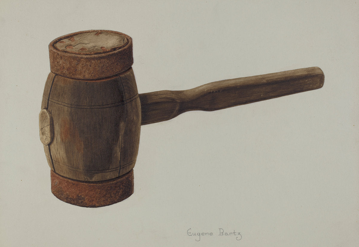Chalking Mallet by Eugene Bartz (American, active c. 1935), 16X12"(A3)Poster Print