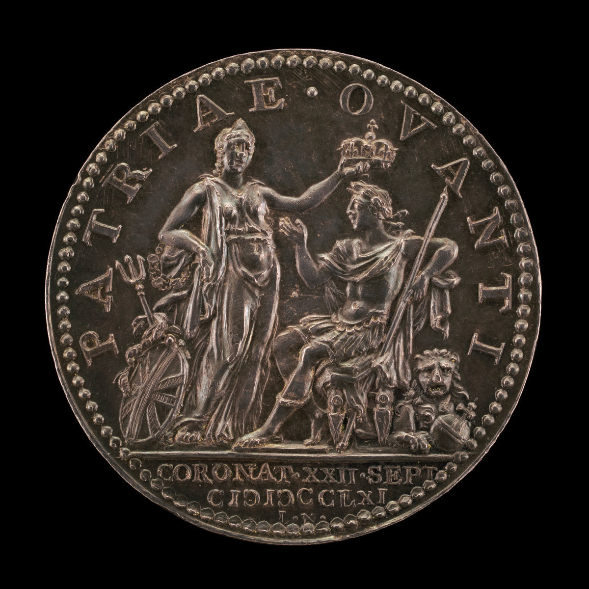 Britannia Crowning the King [reverse] by Johann Lorenz Natter (German, 1705 - 1763), 16X12"(A3)Poster Print