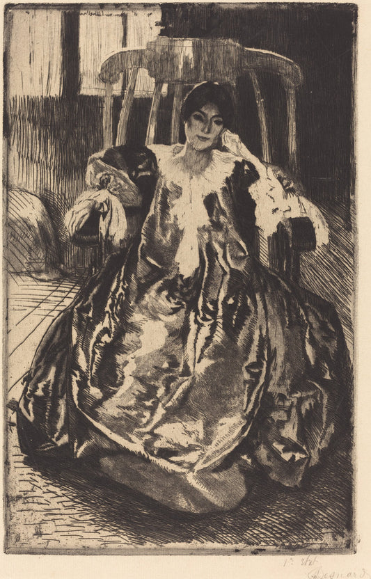 The Silk Gown (La robe de soie) by Albert Besnard (French, 1849 - 1934), 16X12"(A3)Poster Print