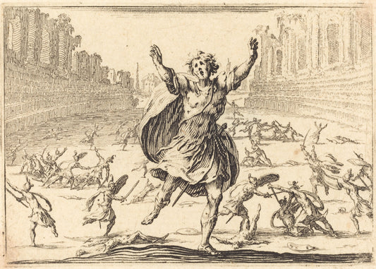 Skirmish in a Roman Circus by Jacques Callot (French, 1592 - 1635), 16X12"(A3)Poster Print