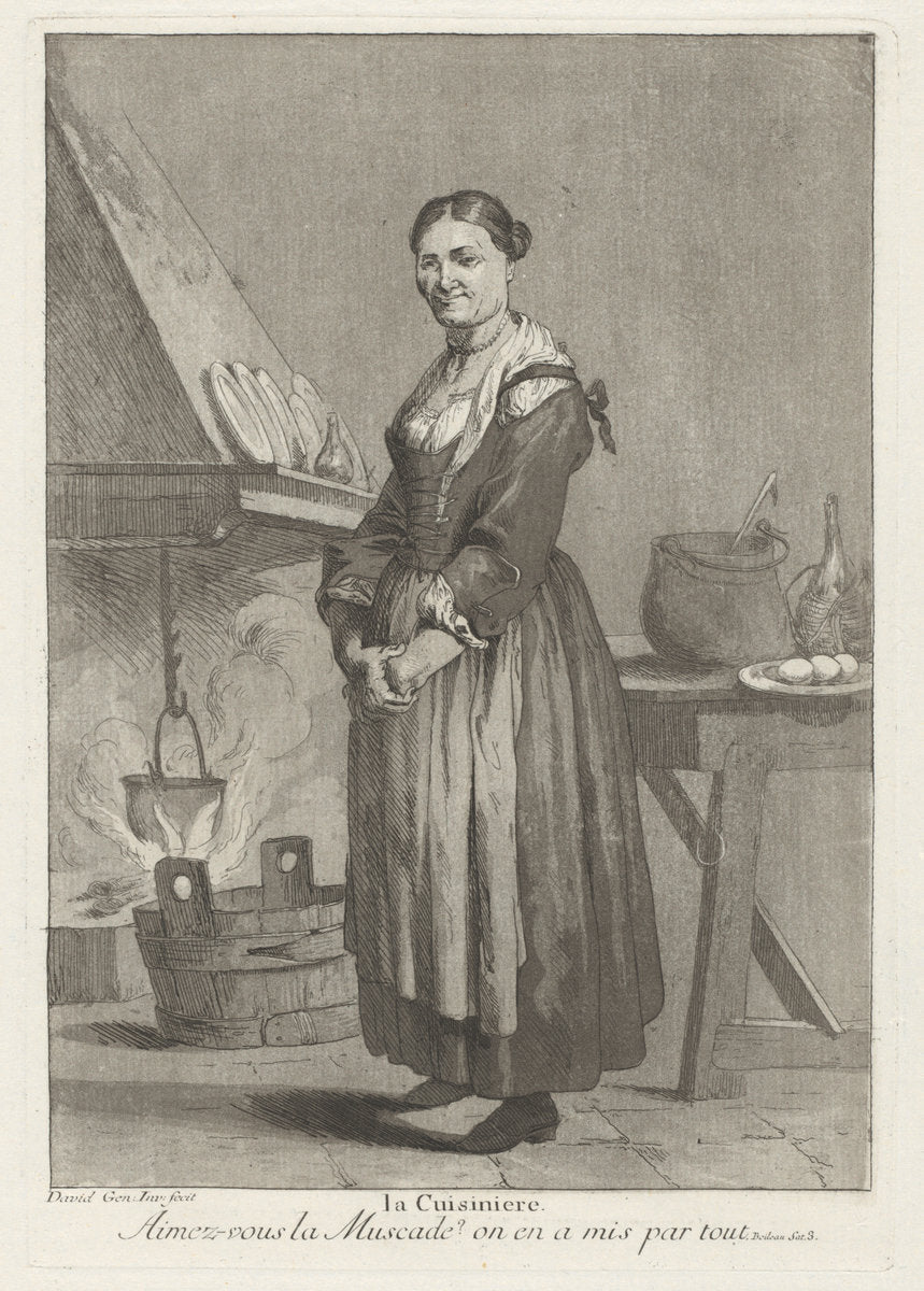 La Cuisiniere (The Cook) by Giovanni David (Italian, 1743 - 1790), 16X12"(A3)Poster Print