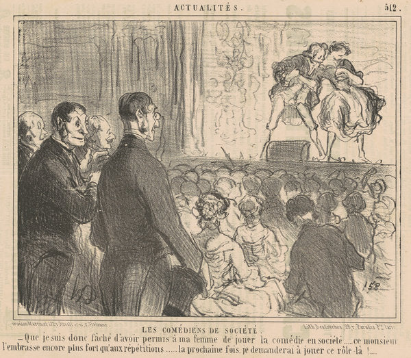Les comédiens de société by Honoré Daumier (French, 1808 - 1879), 16X12"(A3)Poster Print