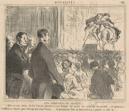Les comédiens de société by Honoré Daumier (French, 1808 - 1879), 16X12"(A3)Poster Print