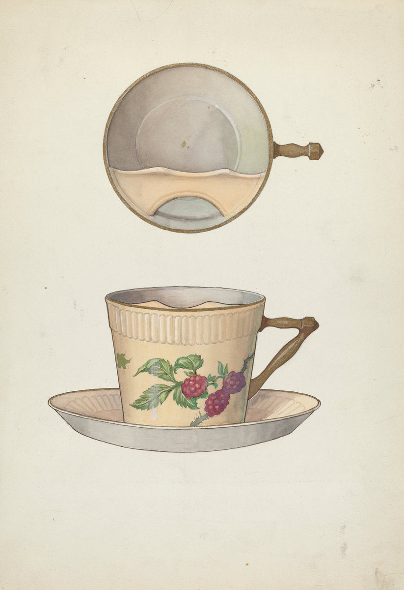 Mustache Cup and Saucer by Dana Bartlett (American, 1882 - 1957), 16X12"(A3)Poster Print