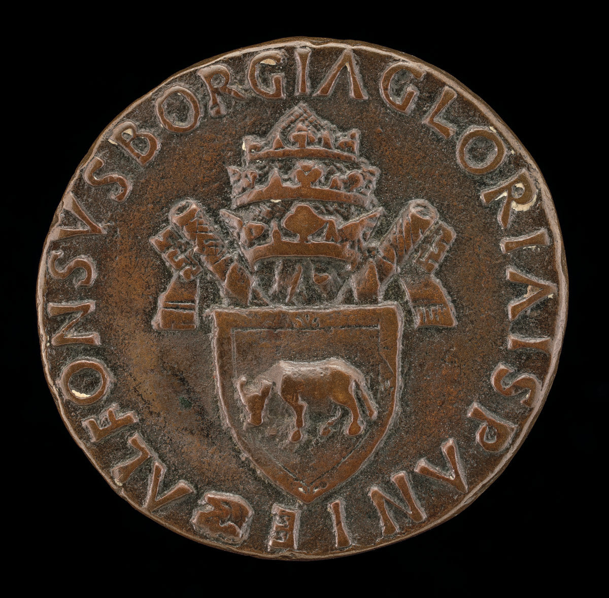 Borgia Arms with Tiara [reverse] by Andrea Guacialoti (Italian, 1435 - 1495), 16X12"(A3)Poster Print