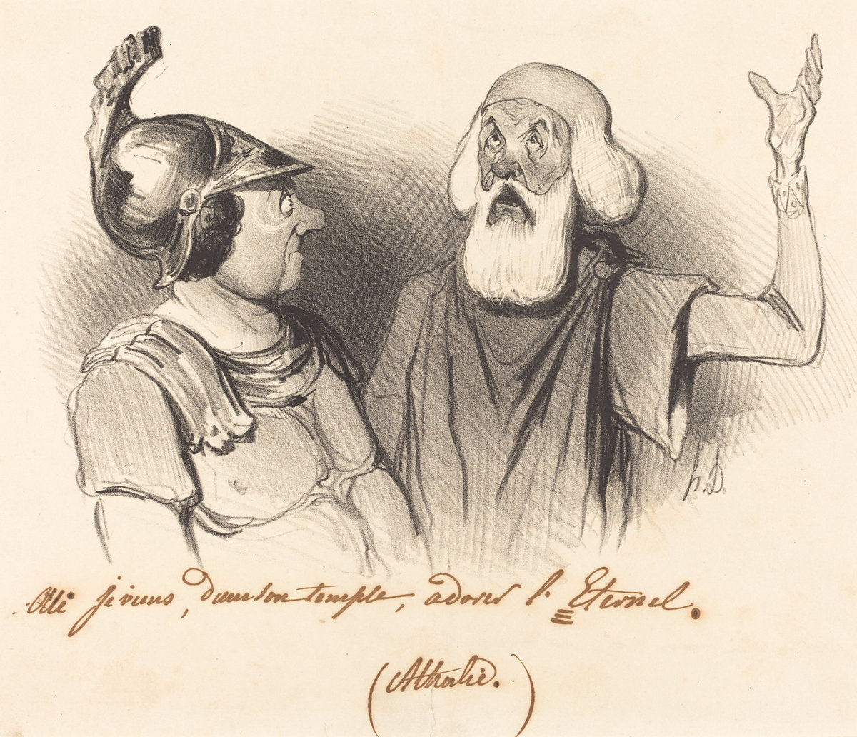 Oui je viens, dans son temple... by Honoré Daumier (French, 1808 - 1879), 16X12"(A3)Poster Print