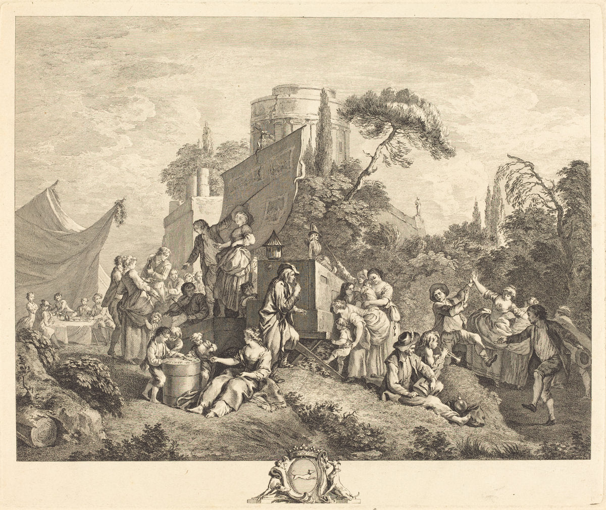 Village Fair by Charles-Nicolas Cochin I after François Boucher (French, 1688 - 1754), 16X12"(A3)Poster Print