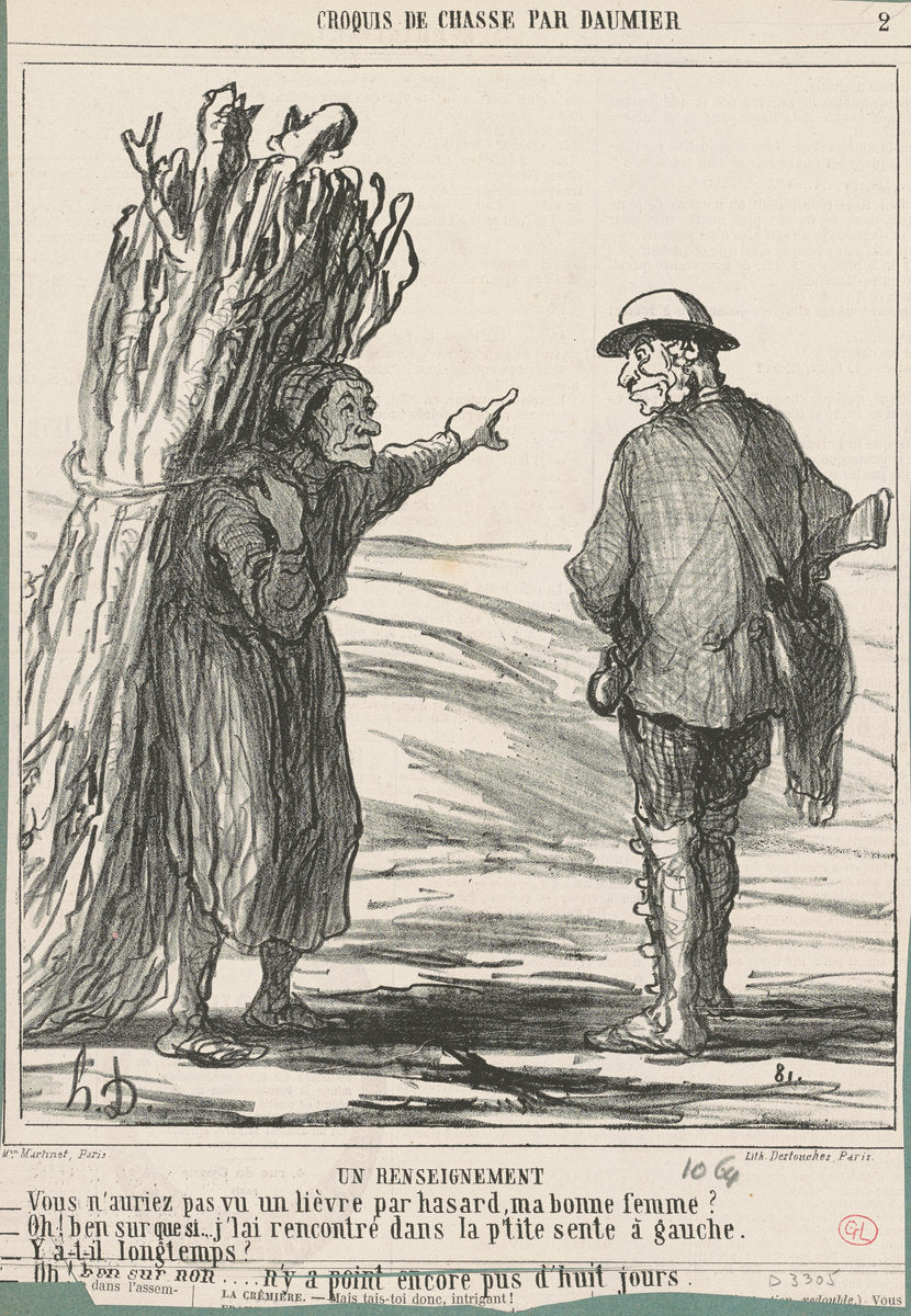 Un renseignement by Honoré Daumier (French, 1808 - 1879), 16X12"(A3)Poster Print