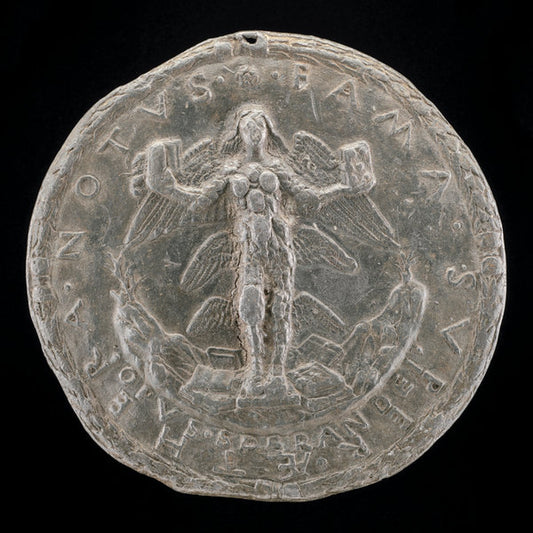 Fame Holding a Closed and an Open Book [reverse] by Sperandio (Italian, c. 1425/1428  - c. 1504), 16X12"(A3)Poster Print