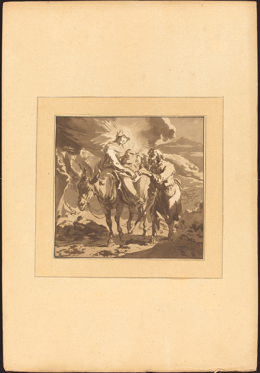 The Flight into Egypt by Johann Gottlieb Prestel after Nicolaes Pietersz Berchem (German, 1739 - 1808), 16X12"(A3)Poster Print
