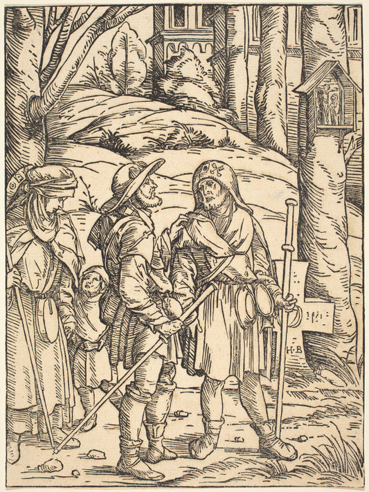 Pilgrims at a Wayside Shrine by Hans Burgkmair I (German, 1473 - 1531), 16X12"(A3)Poster Print