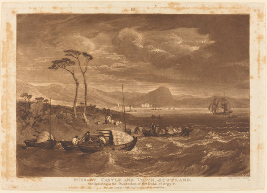 Inverary Castle and Town by Joseph Mallord William Turner and Charles Turner (British, 1773 - 1857), 16X12"(A3)Poster Print