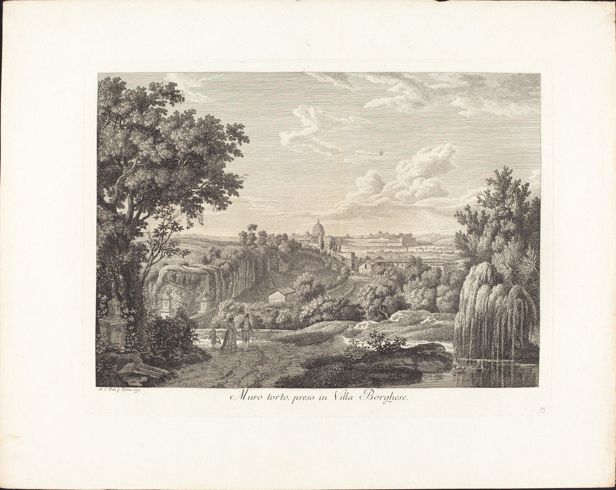 Muro torto, preso in villa Borghese by Albert Christoph Dies (Austrian, 1755 - 1822), 16X12"(A3)Poster Print
