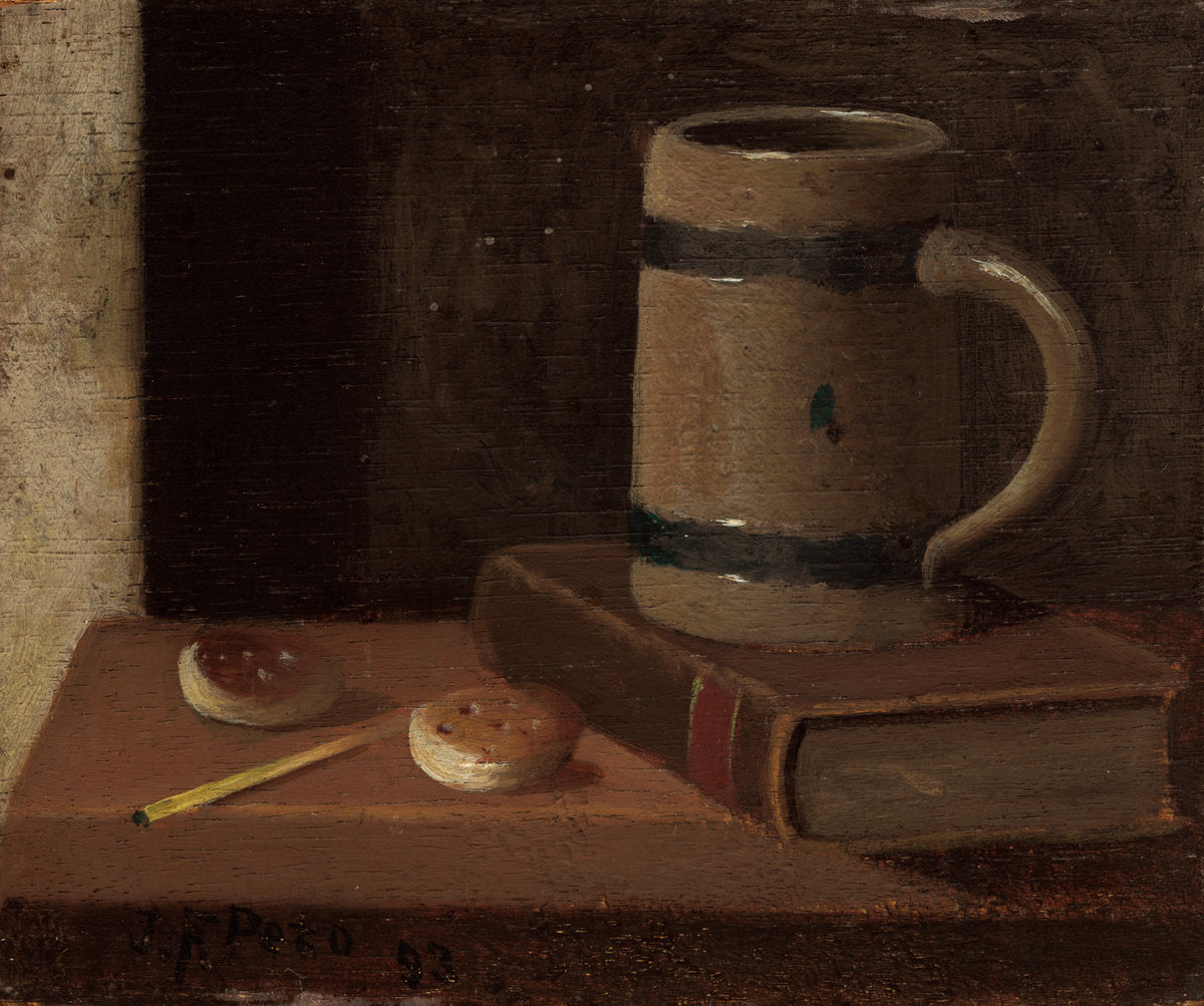 Mug, Book, Biscuits, and Match by John Frederick Peto (American, 1854 - 1907), 16X12"(A3)Poster Print