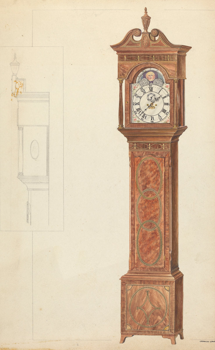 Grandfather Clock by Francis Law Durand (American, active c. 1935), 16X12"(A3)Poster Print