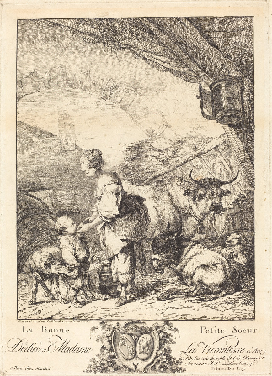 La bonne petite soeur by Philippe Jacques de Loutherbourg II (French, 1740 - 1812), 16X12"(A3)Poster Print