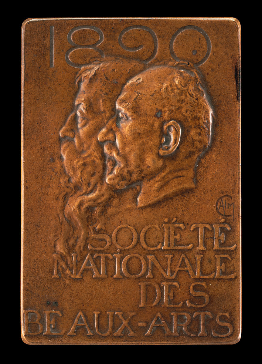 Société Nationale des Beaux-Arts: Jean-Louis Ernest Meissonier and Pierre Puvis de Chavannes [obverse] by Alexandre Charpentier (French, 1856 - 1909), 16X12"(A3)Poster Print