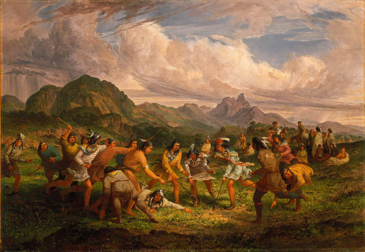 Ball Playing among the Sioux Indians by Seth Eastman (American, 1808 - 1875), 16X12"(A3)Poster Print