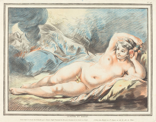 Jupiter and Danaë by Louis-Marin Bonnet after François Boucher (French, 1736 - 1793), 16X12"(A3)Poster Print